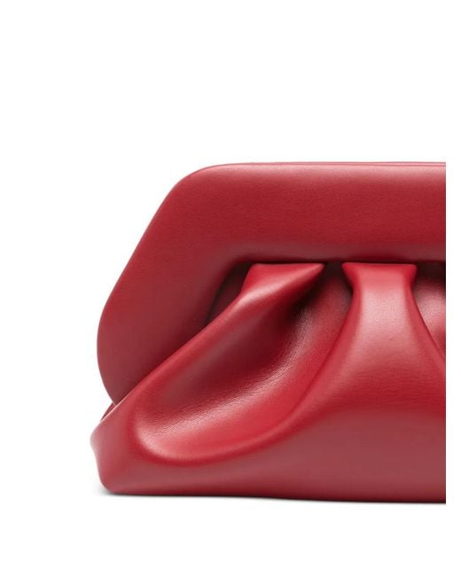 THEMOIRÈ Red Medium Bios Ruched Clutch Bag