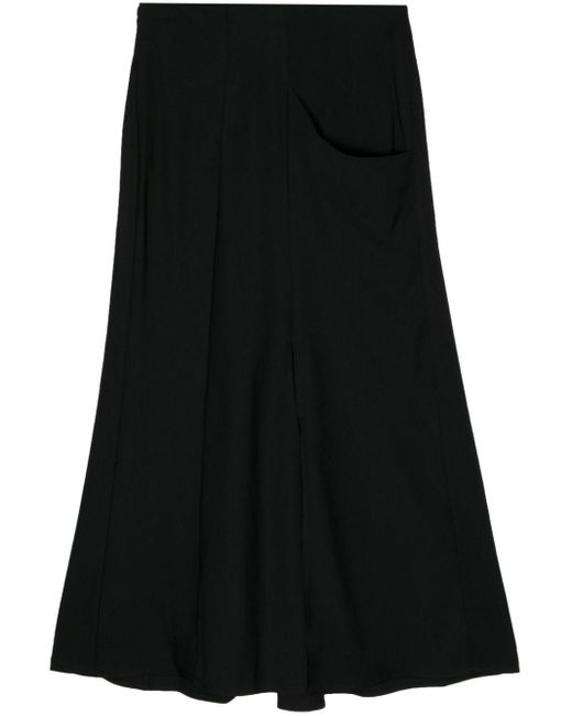 Yohji Yamamoto Black Wool A-line Skirt