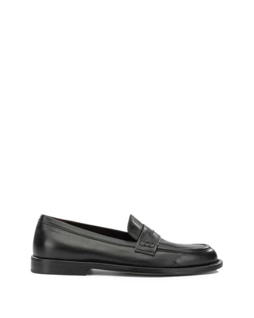 Pomme D ́Or Black Leather Penny-Slot Loafers