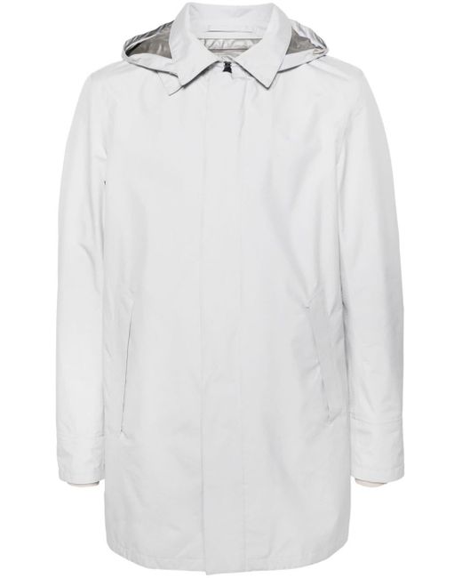 Herno White Laminar Hooded Raincoat for men