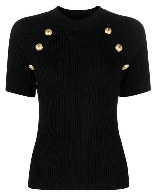Top con detalle de botones Balmain de color Black