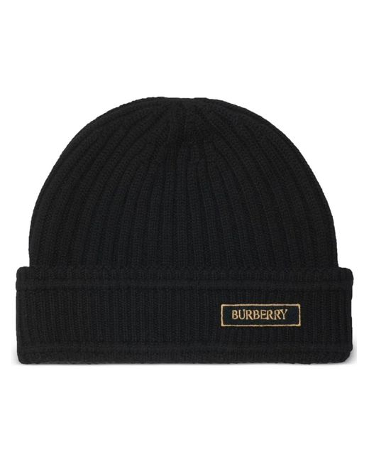Burberry Black Logo Wool Beanie