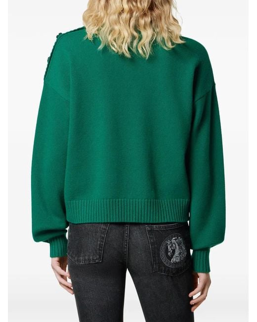 Versace Green Mock-Neck Sweater