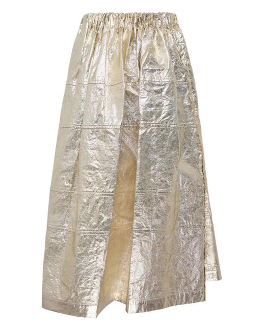 Comme des Garçons White Foiled-Finish Midi Skirt