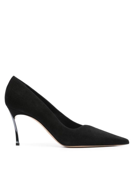 Casadei Black 90Mm Superblade Suede Pumps