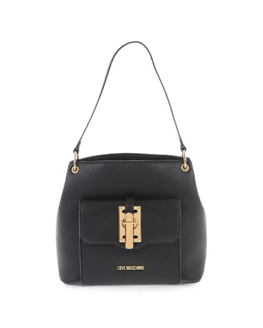 Love Moschino White Grained-Effect Logo-Plaque Shoulder Bag