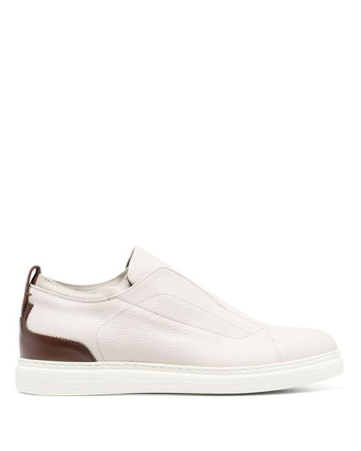 Canali Leather Slip-on Low-top Sneakers in White for Men | Lyst