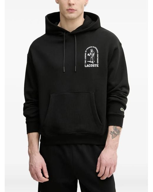 Lacoste Black Graphic-Print Hoodie for men