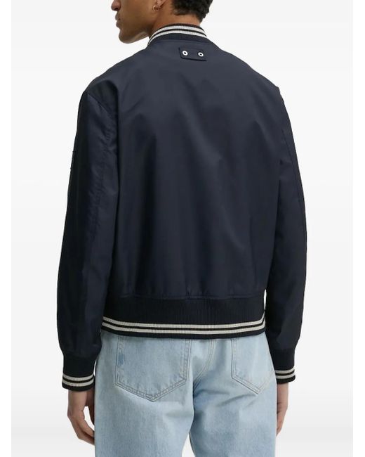 Iceberg Blue Ribbed-Trim Bomber Jacket for men