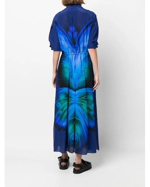Alberta Ferretti Blue Abstract-Print Shirtdress