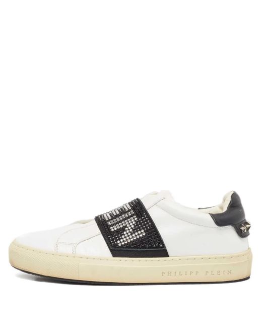 Philipp Plein ビジュートリム レザースニーカー White