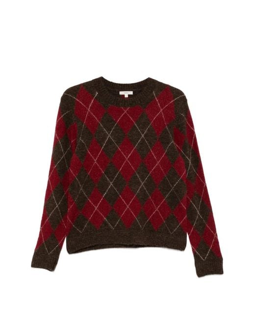 Yerse Red Pullover Mit Argyle-Muster