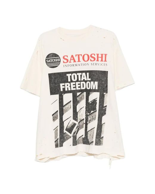 Satoshi Nakamoto White Graphic-Print T-Shirt for men