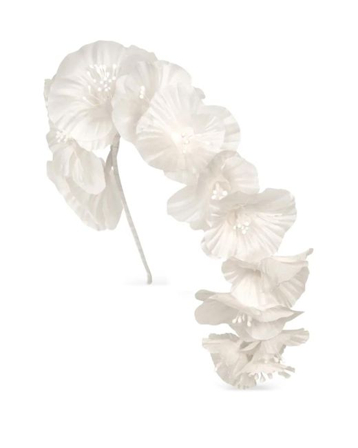 Jennifer Behr White Floral-Motif Headband