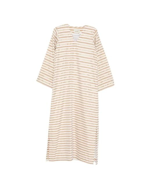 Bambah White Striped Maxi Dress