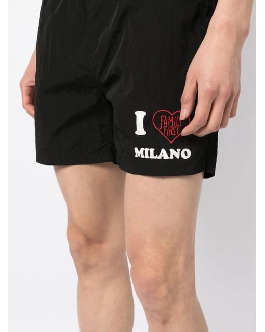 Short De Bain À Logo Imprimé FAMILY FIRST pour homme en coloris Black