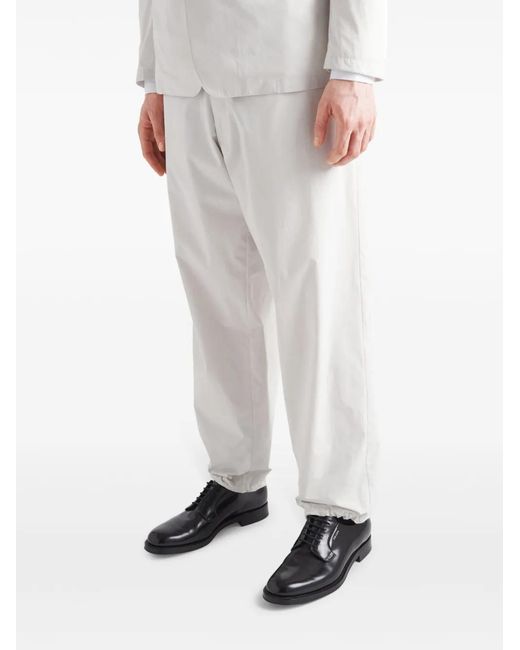 Prada White Drawstring Wide-Leg Trousers for men