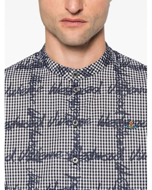 Vivienne Westwood Gray Gingham Check Shirt for men