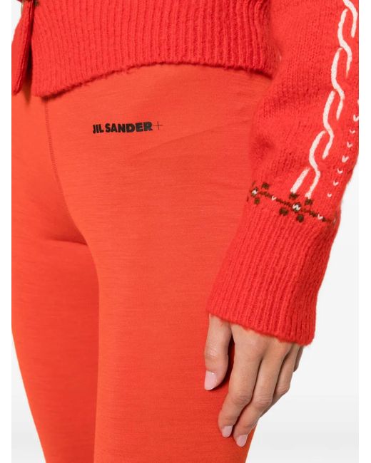 Jil Sander Red Logo-Detail Elastic-Waist Trousers