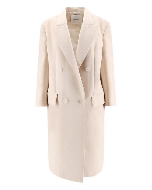Hevò Men's Double Breasted Virgin Wool Blend Coat Grey
