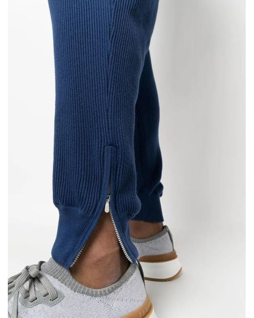 Brunello Cucinelli Blue Knitted Track Pants for men