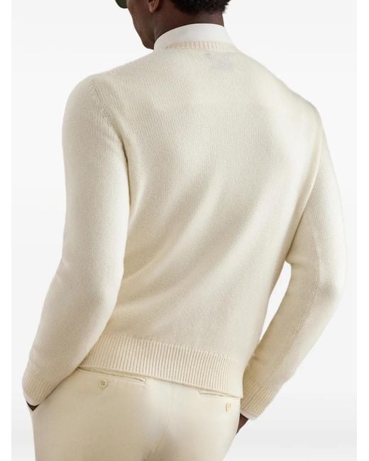 Ralph Lauren White Polo Bear Patch Sweater for men