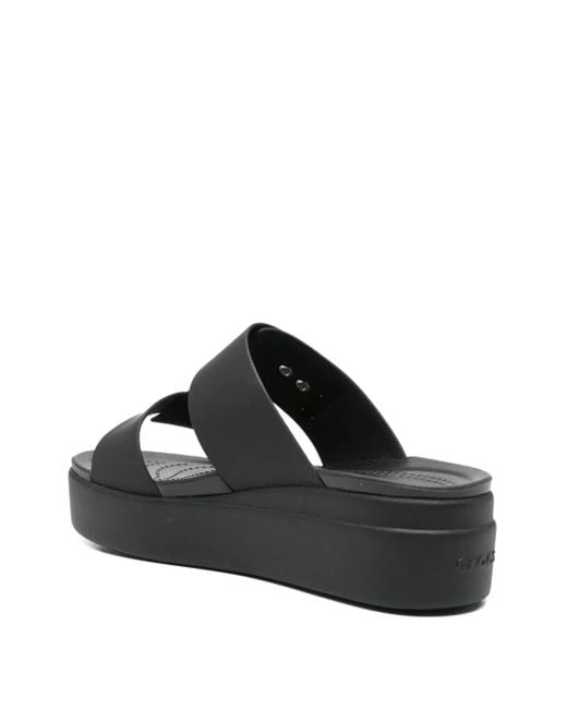 CROCSTM Black Brooklyn Platform Double-Buckle Sandals