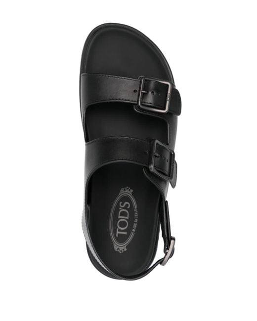 Tod's Black Engraved-logo Leather Sandals for men