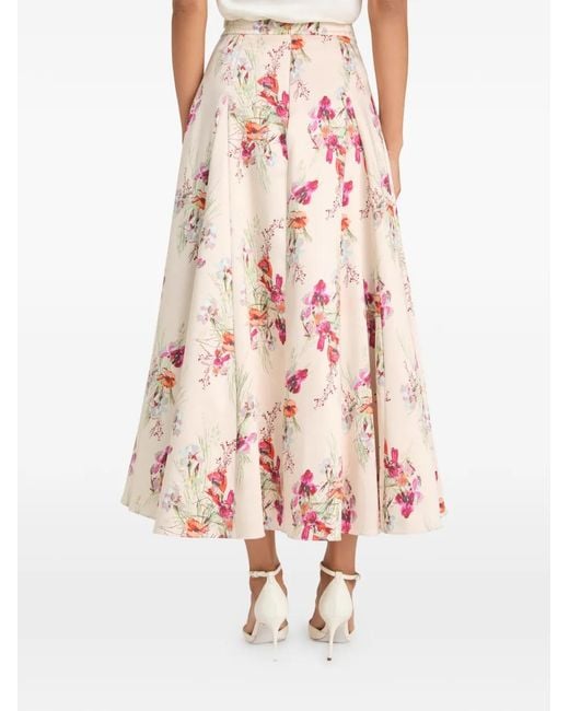 Cinq À Sept Pink Iris Bouquet Hilda Bouquet Floral Midi Skirt