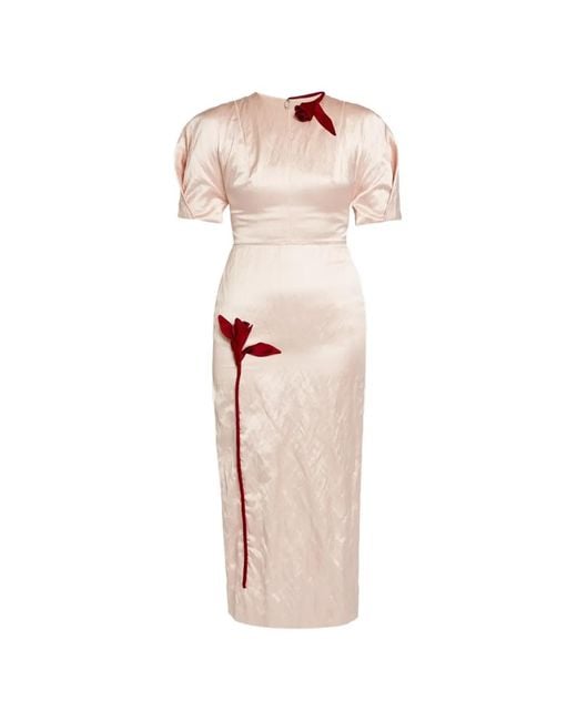 Erdem Natural Embroidered-Detail Midi Dress