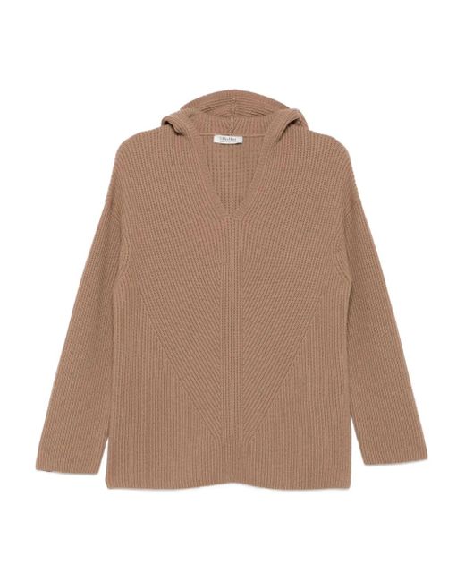 Pull À Effet Usé À Capuche Max Mara en coloris Natural