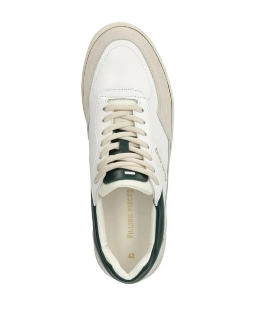 Filling Pieces White Suede Panelled Lace-Up Sneakers for men