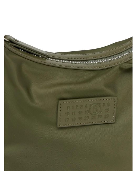MM6 by Maison Margiela Green Logo-Patch Shoulder Bag
