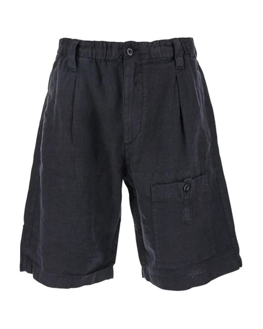 C P Company Gray Pleated Cargo Shorts for men