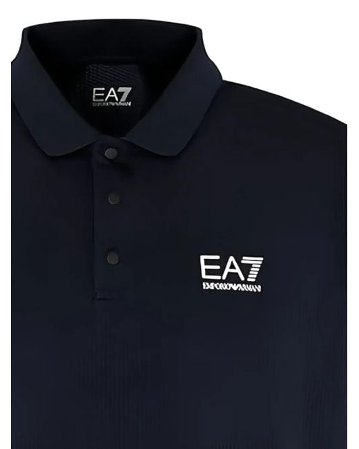 EA7 Blue Logo-Detail Polo Shirt for men
