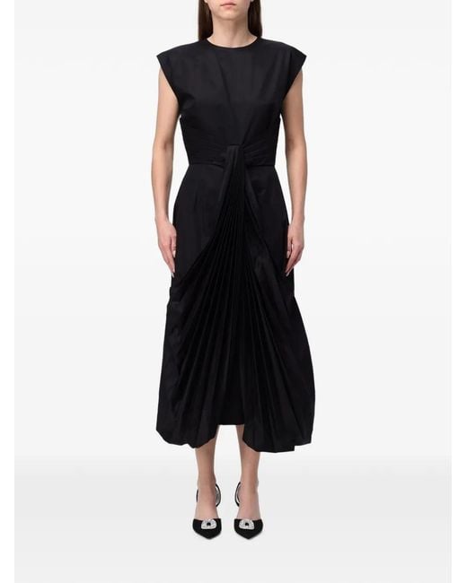 CRI.DA Black Pleated-Waist Sleeveless Midi Dress