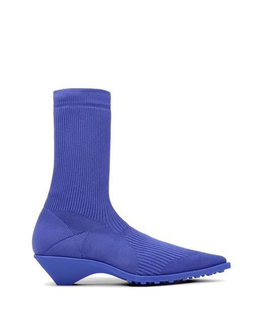 Camper Blue Anna Ribbed Knit Ankle Boots