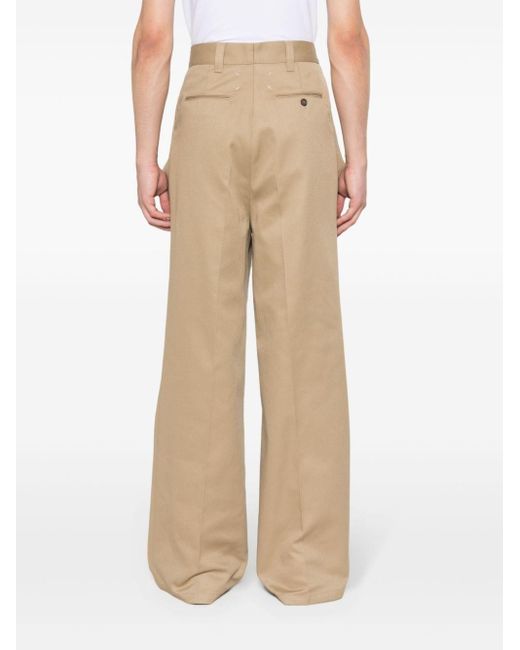 Maison Margiela Natural Four-stitch Pintuck Straight Trousers for men