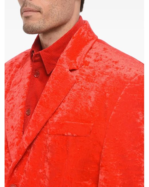Vetements Red Velvet Single-Breasted Coat