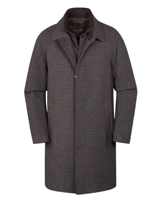 Moorer Gray Marden-H-Pp Houndstooth Collared Coat for men