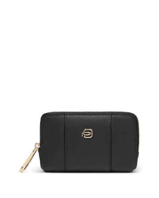 Piquadro Black Logo-Plaque Leather Key Holder