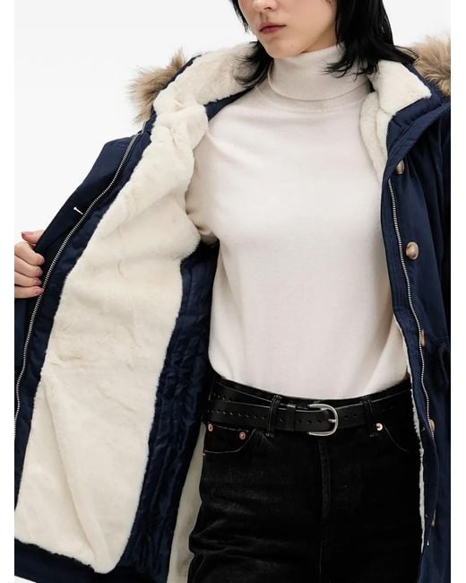 Hollister Blue Faux-Fur Hooded Coat