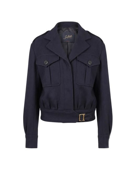 Seafarer Blue Cris Belted Wool Jacket