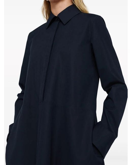 Jil Sander Blue Long-Sleeved Organic Cotton Shirtdress