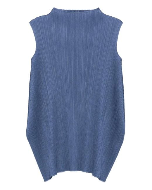 Top Smanicato Plissettato di Pleats Please Issey Miyake in Blue