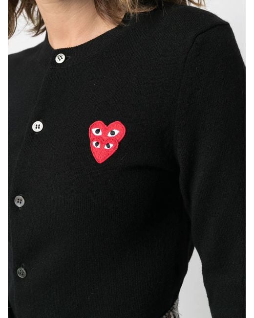 COMME DES GARÇONS PLAY Black Overlapping Heart Wool Cardigan