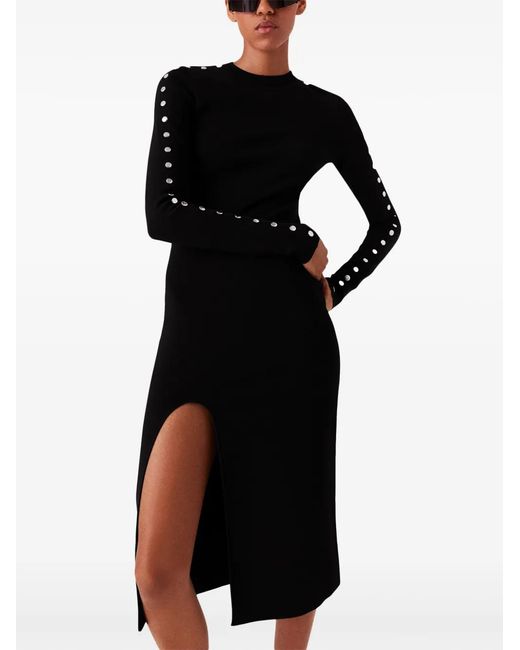 Stella McCartney Black Long-Sleeve Leg-Slit Dress
