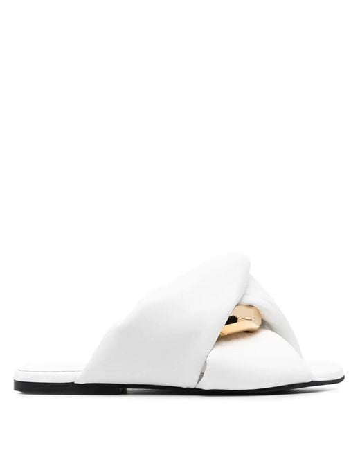 J.W. Anderson White Chain Link-Detail Sandals