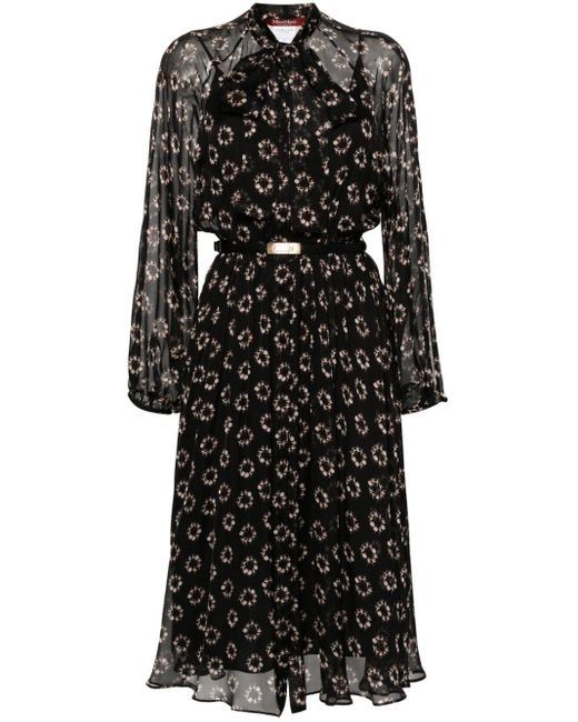 Max Mara Sondrio Midi-jurk Met Print in het Black