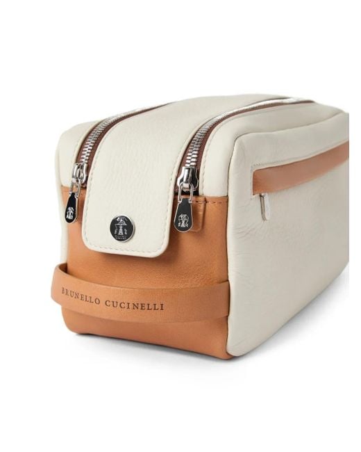 Brunello Cucinelli Leren Toilettas in het Natural voor heren